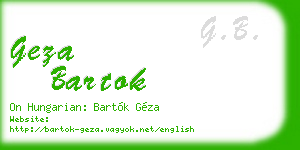 geza bartok business card